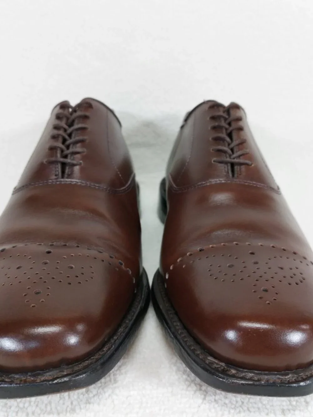 Allen Edmond Dryden Brogue Oxford Shoes Mens Size 8 D, Cap Toe, Brown Leather